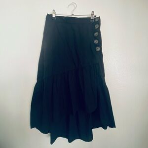 Who What Wear Dark Asymmetrical Skirt with Button Accents pockets